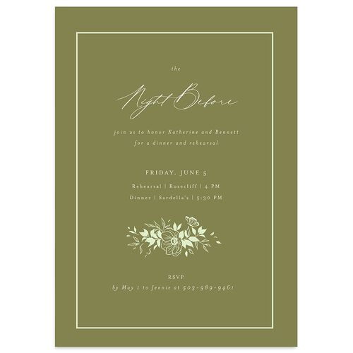 Baroque Garden Rehearsal Dinner Invitations Olive Signature Blank Standard