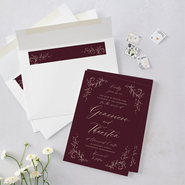 Dark Vintage Fantasy Wedding Invitations Merlot Signature Blank No Standard