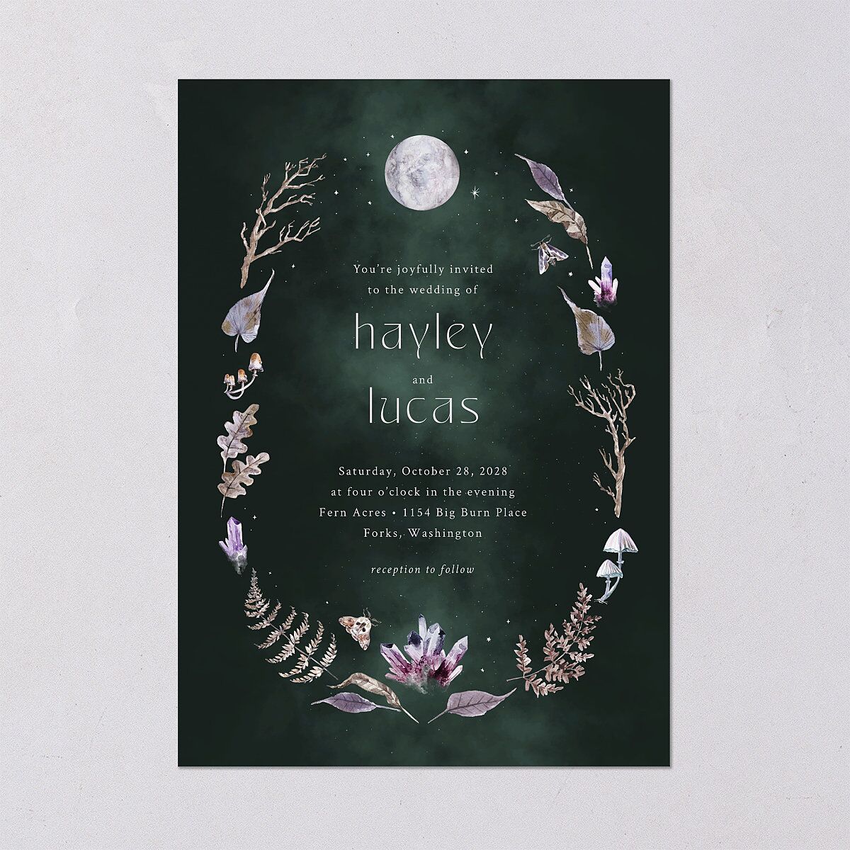 Crystal Forest Wedding Invitations Hunter Green Signature Blank No Standard