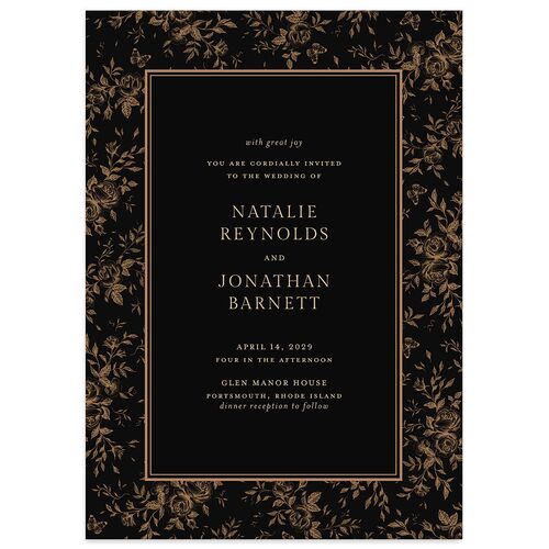 Antique Garden Lace Floral Wedding Invitations Midnight Signature Blank No Standard