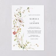 Glistening Wildflower Foil Wedding Invitations Gold Soft Peach Signature Blank No Standard