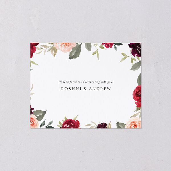 Vibrant Floral Save the Date Petite Cards Deep Claret Signature smooth Blank