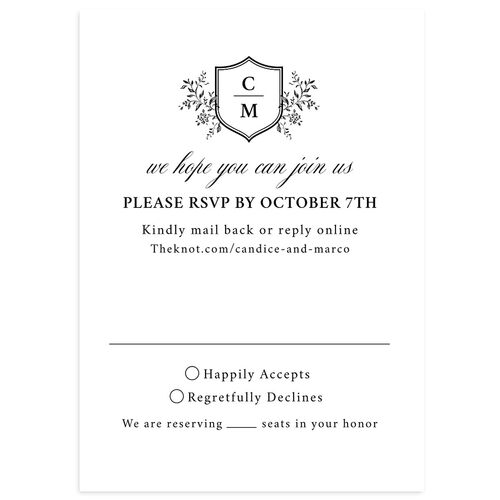 Elegant Photo Crest Wedding Response Cards Midnight Signature Standard