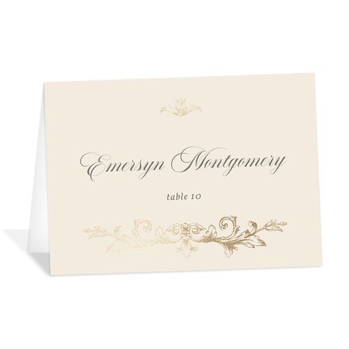Vintage Regency Monogram Frame Foil Place Cards Champagne Gold Signature