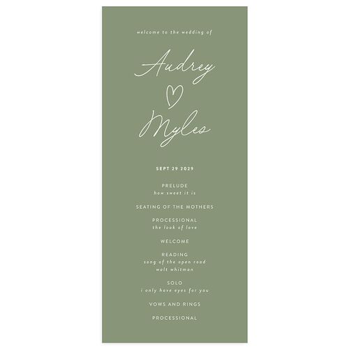 Elegant Heart Wedding Programs Thyme Signature