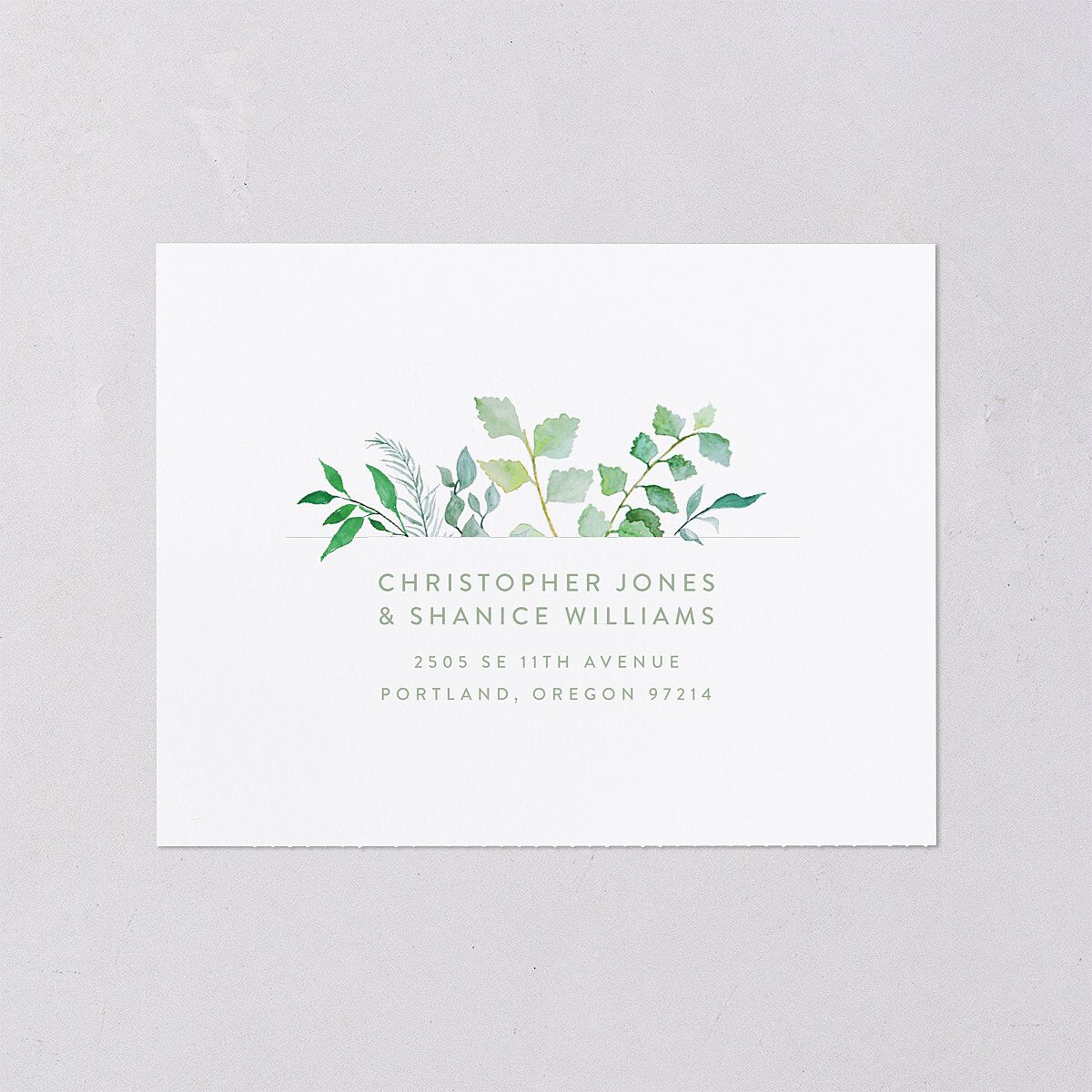 Leafy Ampersand All-in-One Wedding Invitations Eucalyptus Signature Light Both Recipient and Return Addresses No