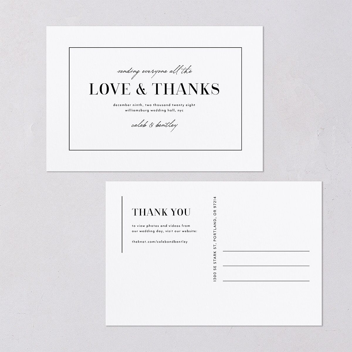Classic Border Thank You Postcards Pure White