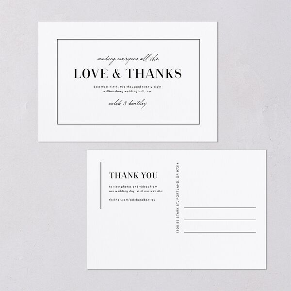 Classic Border Thank You Postcards Pure White