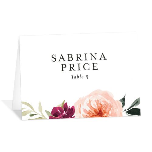 Vibrant Floral Place Cards Peach Fuzz Signature