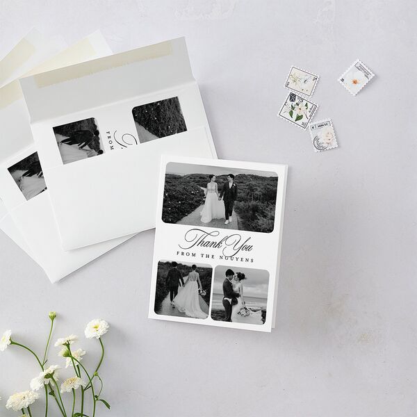 Modern Classic Picture Portrait Thank You Cards Pure White