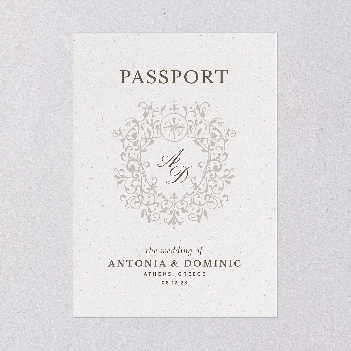 Timeless Passport Wedding Invitations Linen Signature Blank No Standard