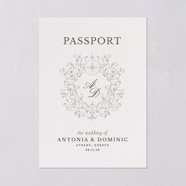Timeless Passport Wedding Invitations Linen Signature Blank No Standard