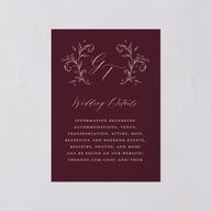 Dark Vintage Fantasy Wedding Event Detail Cards Merlot Signature Standard
