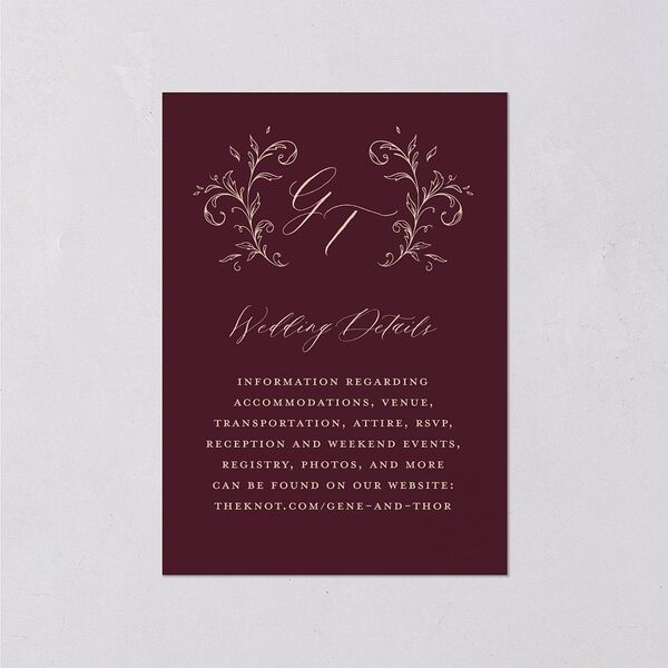 Dark Vintage Fantasy Wedding Event Detail Cards Merlot Signature Standard