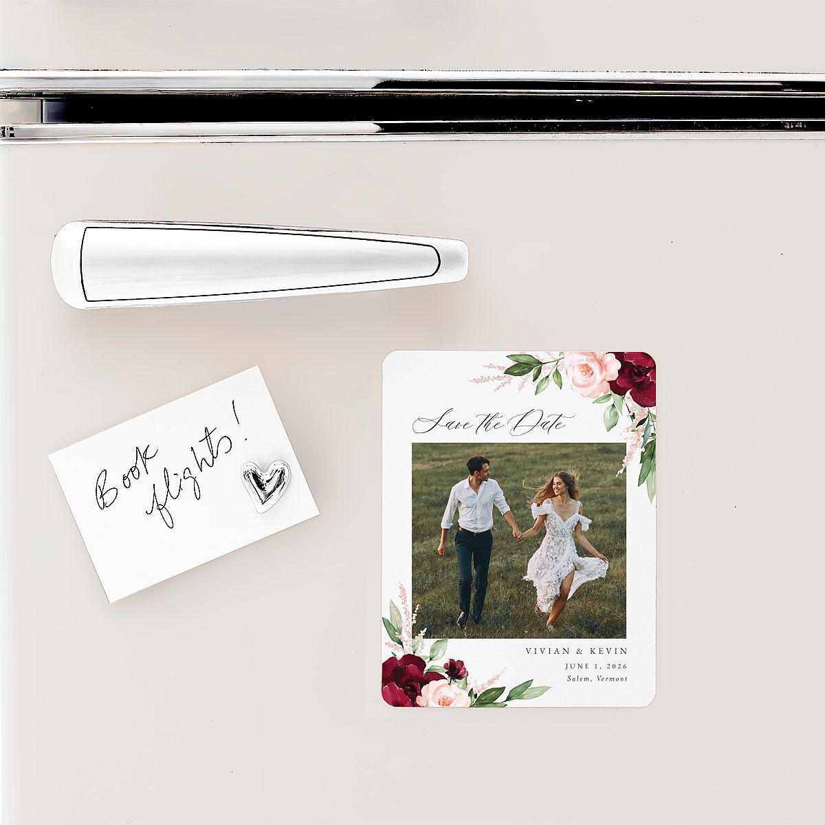 Beloved Floral Save The Date Magnets Dark Berry Magnet Paper