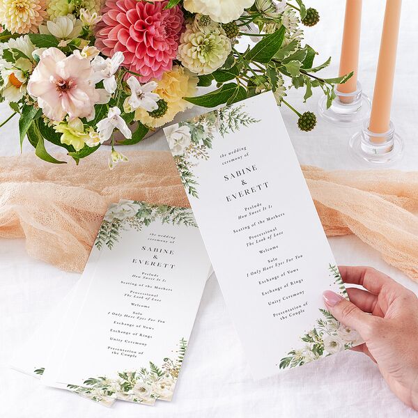 Gilded Fern Frame Botanical Wedding Programs Gold Linen Signature