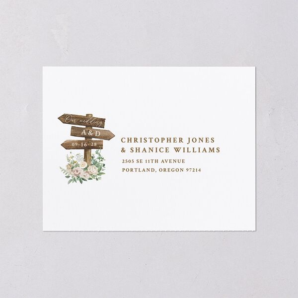 Farmhouse Lights All-in-One Wedding Invitations Walnut Signature Light Both Recipient and Return Addresses No