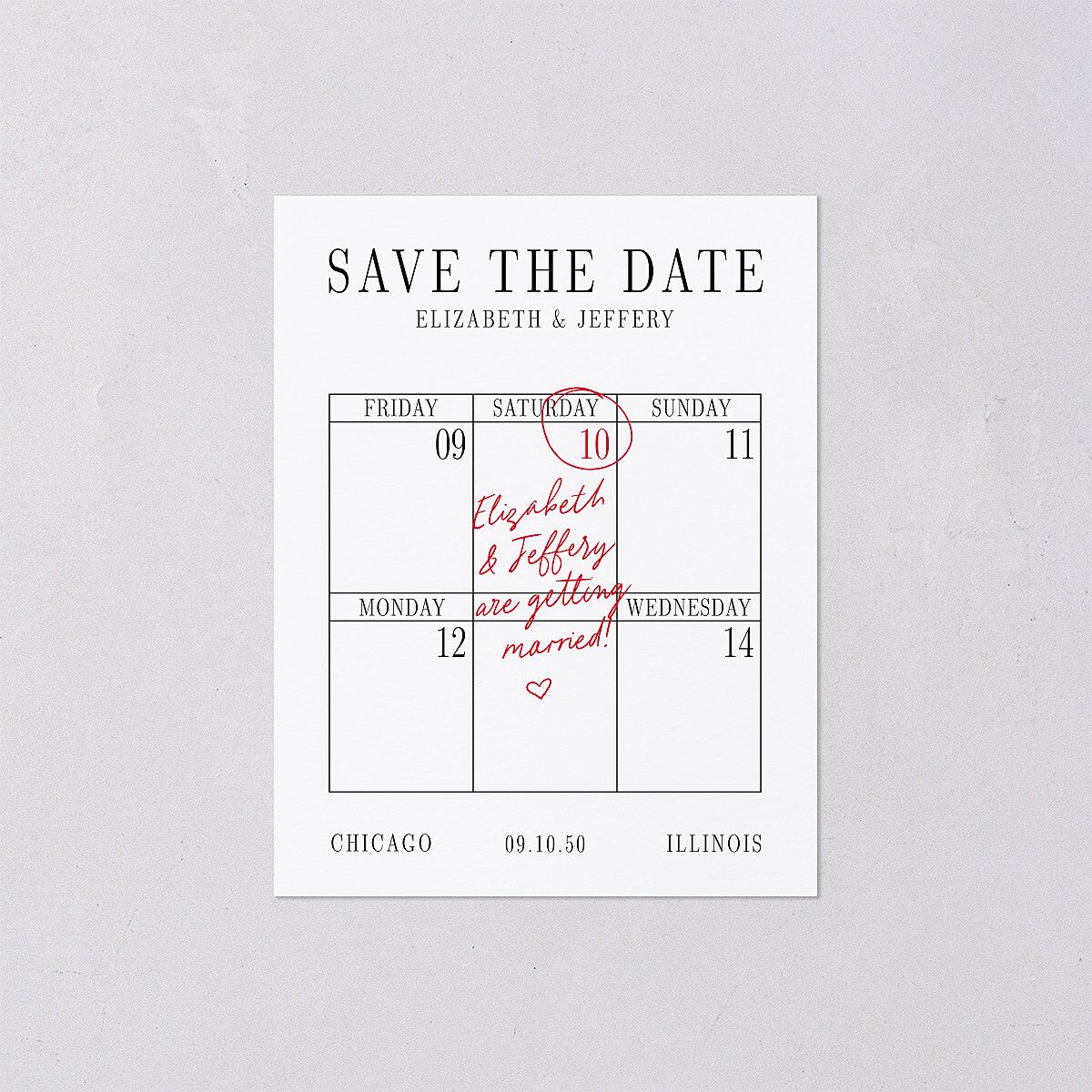 Classic Circled Calendar Date Save the Date Petite Cards Pure White Signature smooth Blank No Standard