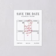 Classic Circled Calendar Date Save the Date Petite Cards Pure White Signature smooth Blank No Standard