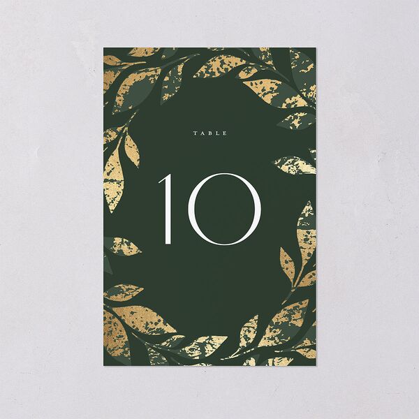Gilded Leaves Table Numbers Gold Hunter Green Signature