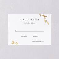 Gilded Sprigs Foil Wedding Response Cards Gold Moody Blue Signature Standard