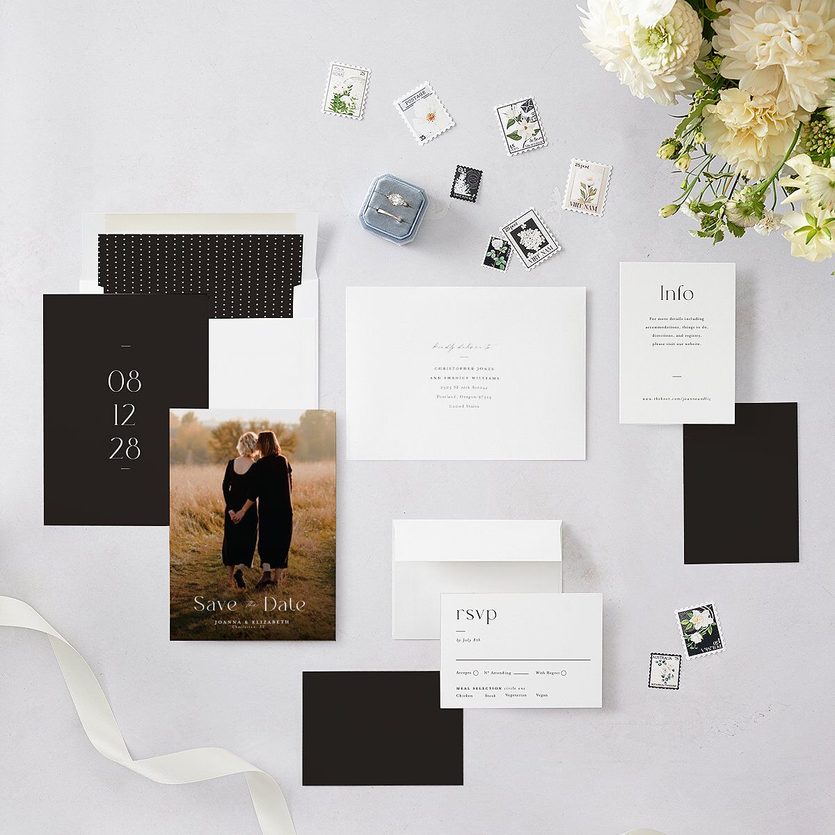 Refined Save The Date Cards Pure White Signature smooth Blank No