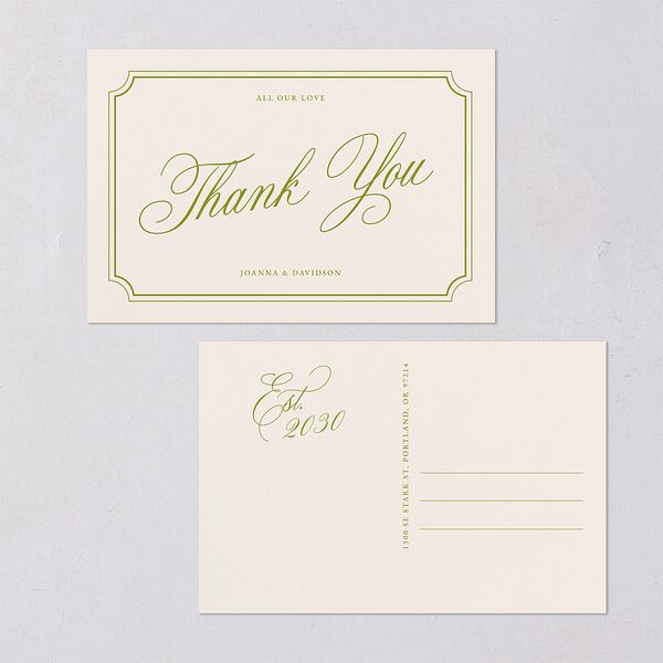 We're Getting Married Thank You Postcards Deep Olive