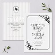 Old Money Botanical Wedding Invitations Pure White Signature Blank No Standard