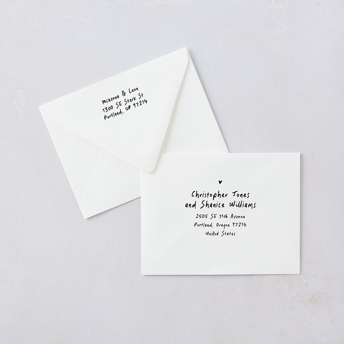 Hand Drawn Photo Strip Save the Date Petite Card Euro Envelopes White Pure White Both Recipient and Return Addresses Luxe Signature
