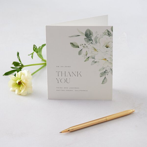 Elegant Pastel Floral Thank You Cards Pure White