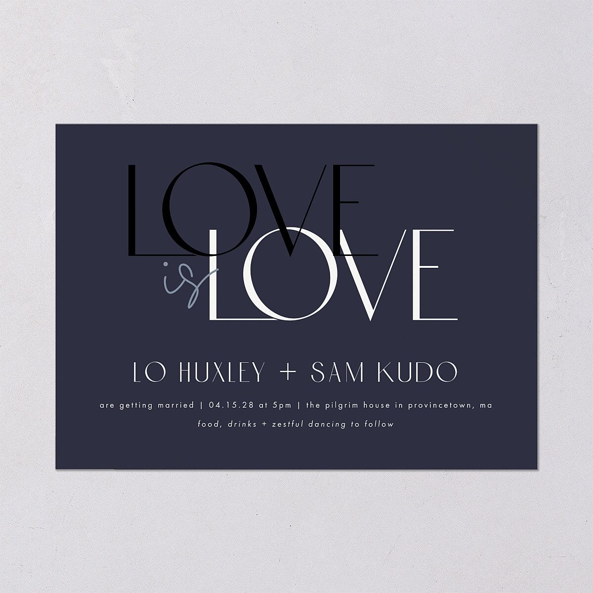 Love is Love Wedding Invitations Dark Navy Signature Blank No Standard