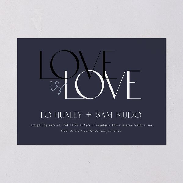 Love is Love Wedding Invitations Dark Navy Signature Blank No Standard