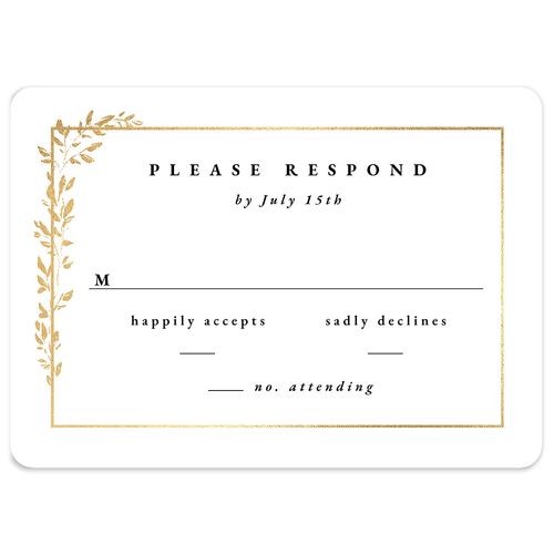 Delicate Frame Wedding Response Cards Gold Pure White Signature Rounded