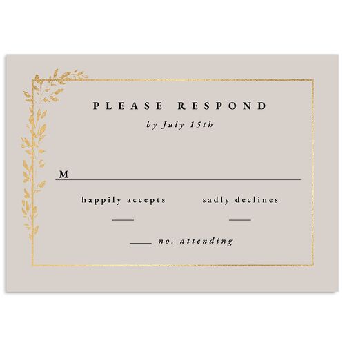 Delicate Frame Wedding Response Cards Gold Steel Gray Signature Standard