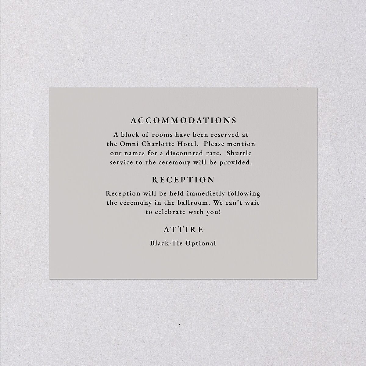 Regal Photo Foil Wedding Event Detail Cards Midnight Gold Signature Standard