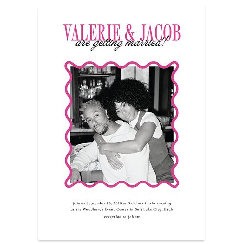 Wavy Frame Photo Wedding Invitations Mulberry Signature Blank No Standard