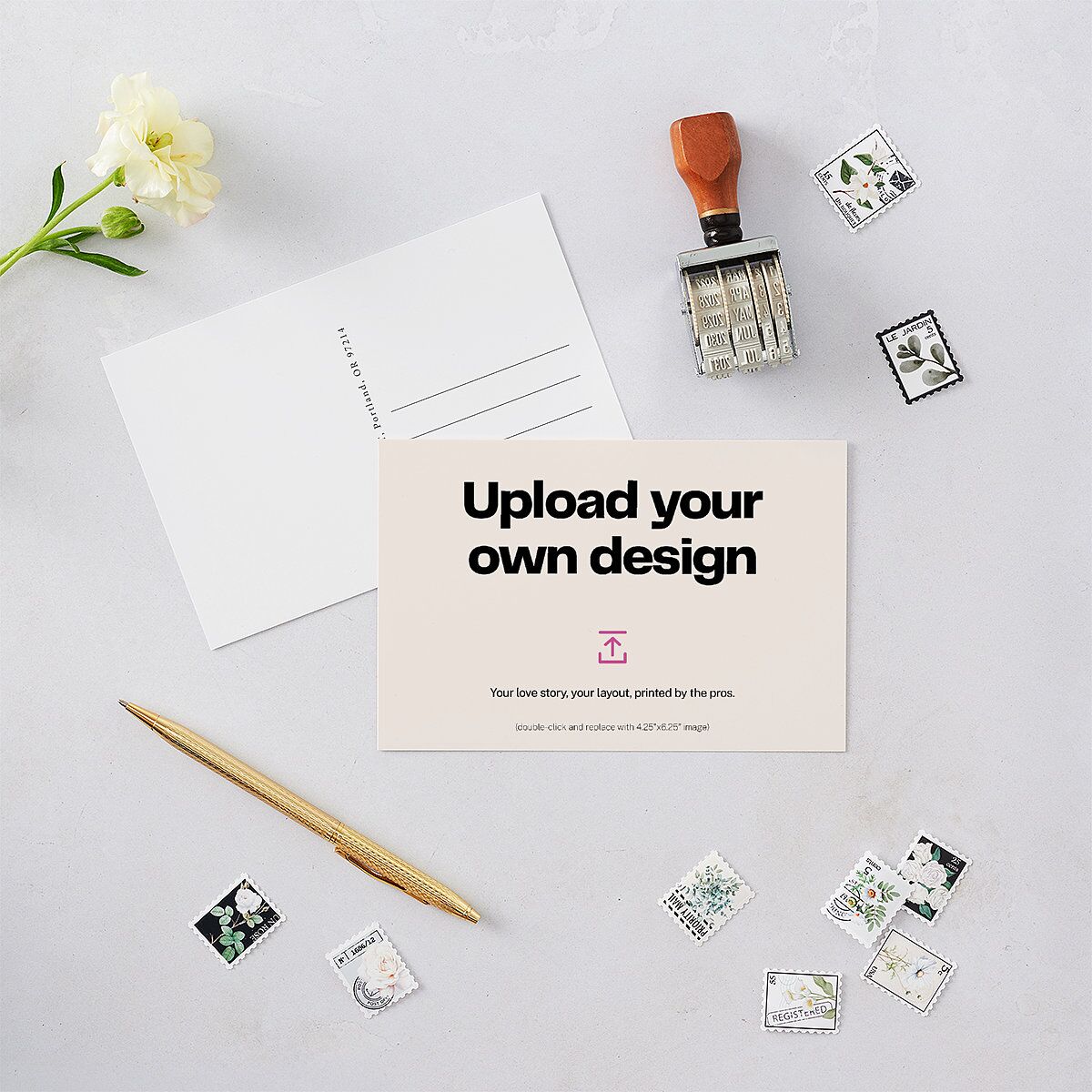 Upload Your Own Design Portrait Photo Save the Date Postcards Pure White