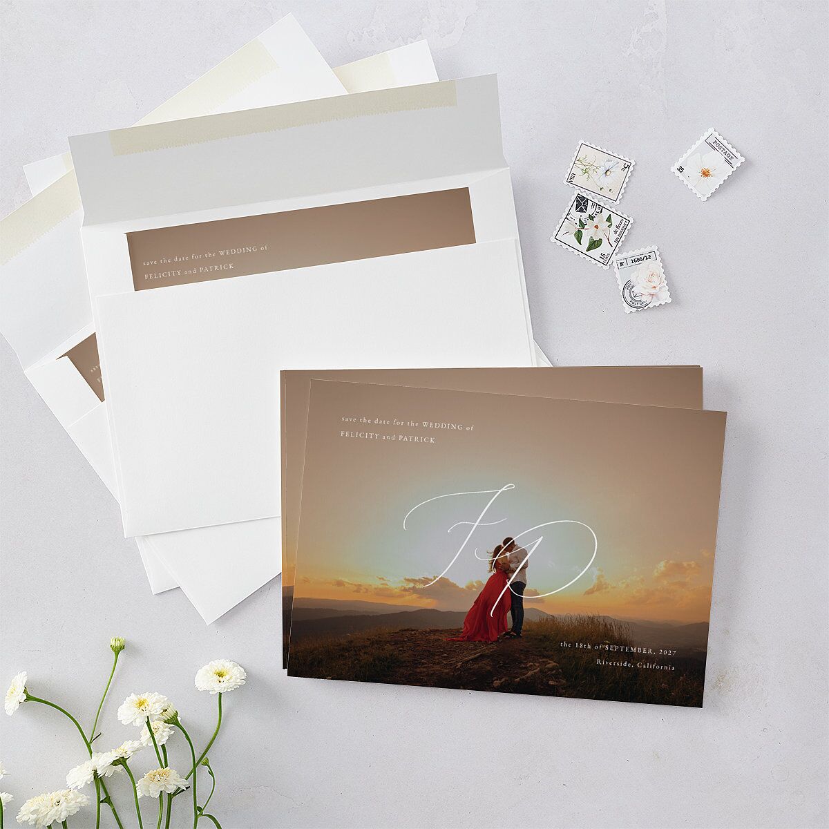 Simply Devoted Save the Date Cards Pure White Signature smooth Blank No Standard