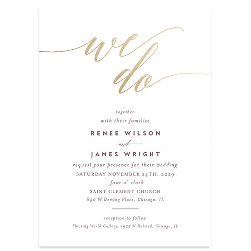We Do Foil Wedding Invitations Gold Mauve Signature Blank No Standard