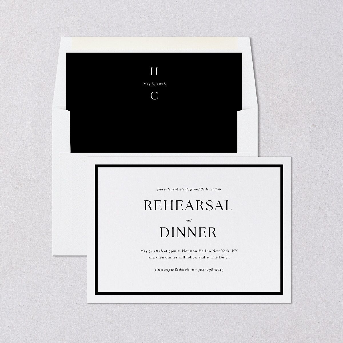 Simple Frame Rehearsal Dinner Invitations Pure White Signature Blank