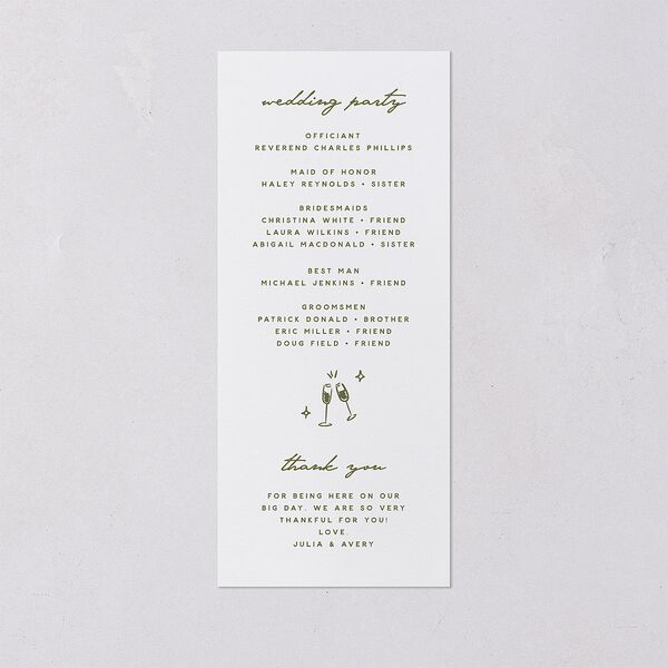 Hand Drawn Cake Wedding Programs Dark Camo Signature
