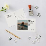 Cinematic Love Story Save the Date Postcards Pure White