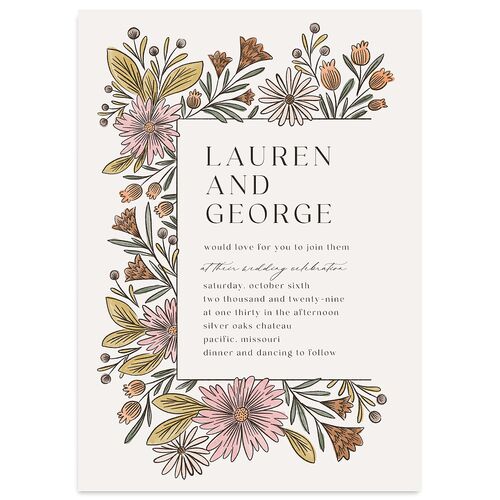 Timeless Wildflowers Wedding Invitations Shell Pink Signature Blank No Standard