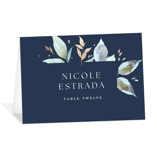 Autumn Frame Place Cards Gold Moody Blue Signature