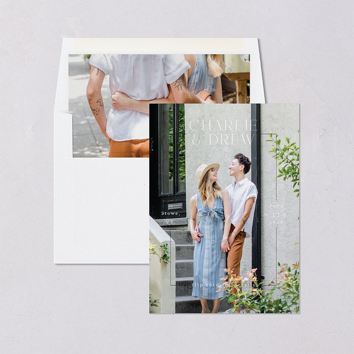 Simple Vine Save the Date Cards Terracotta Signature smooth Blank No Standard
