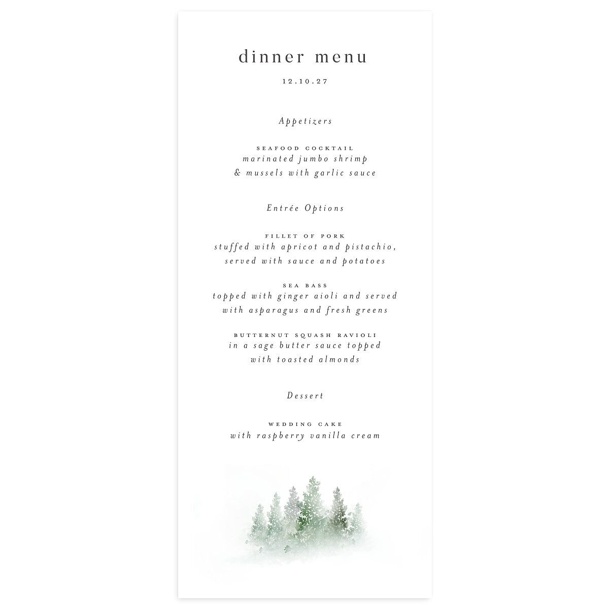 Mountain Mist Menus