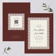 Vintage Lace Wedding Invitations Burgundy Signature Blank No Standard