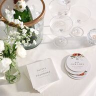 Eucalyptus Bouquet Wedding Day Coasters Terracotta Cardboard Circle