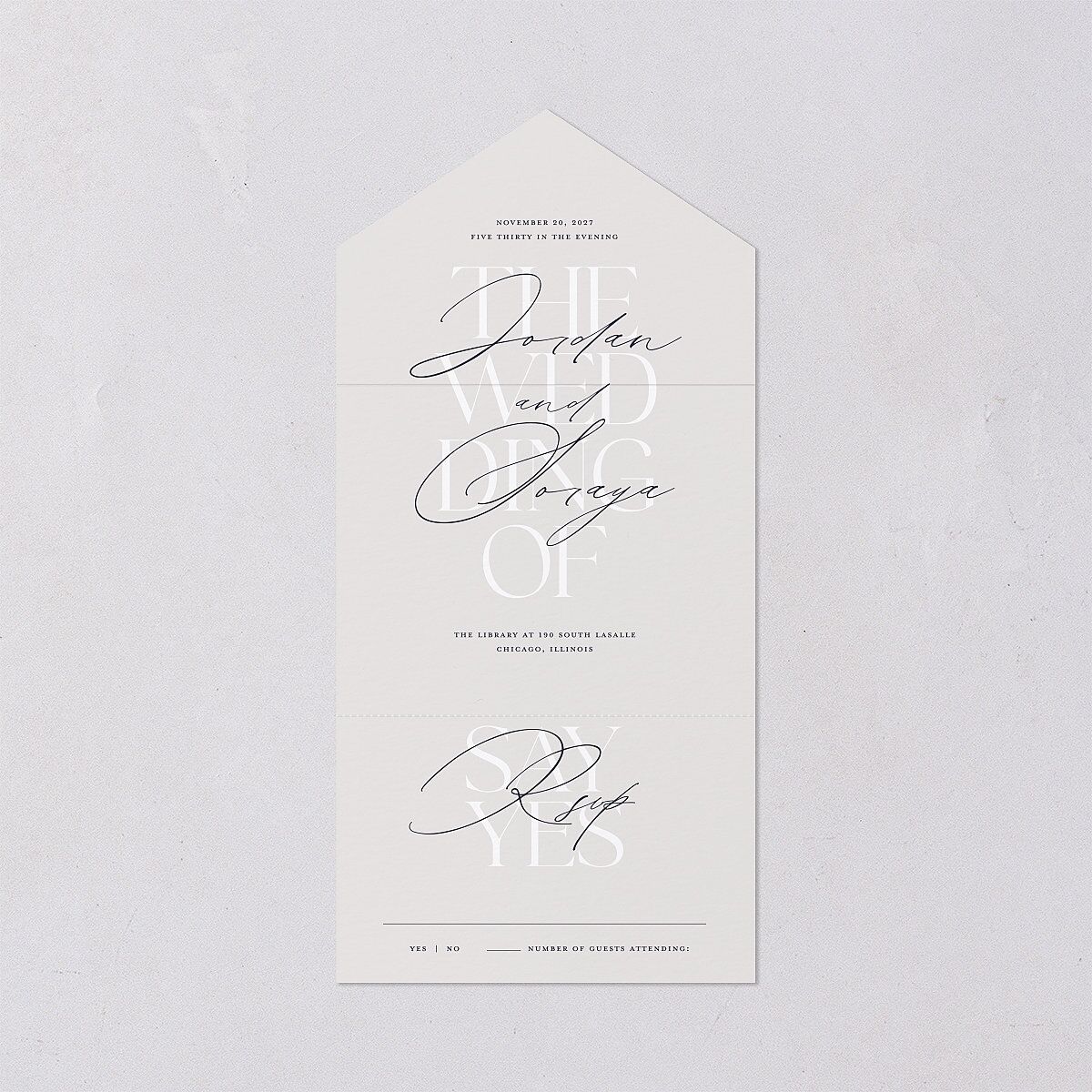 Overlay All-in-One Wedding Invitations Dark Navy Signature Light Both Recipient and Return Addresses No