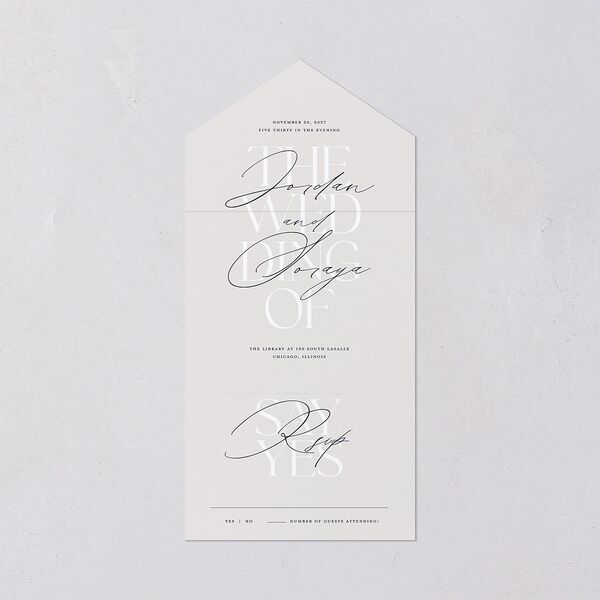 Overlay All-in-One Wedding Invitations Dark Navy Signature Light Both Recipient and Return Addresses No